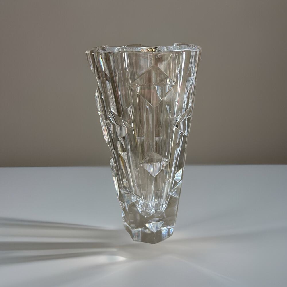 Orrefors Erika Lagerbielke EL 4809-22 8” Crystal Geometric Vase Vintage Sparkles
